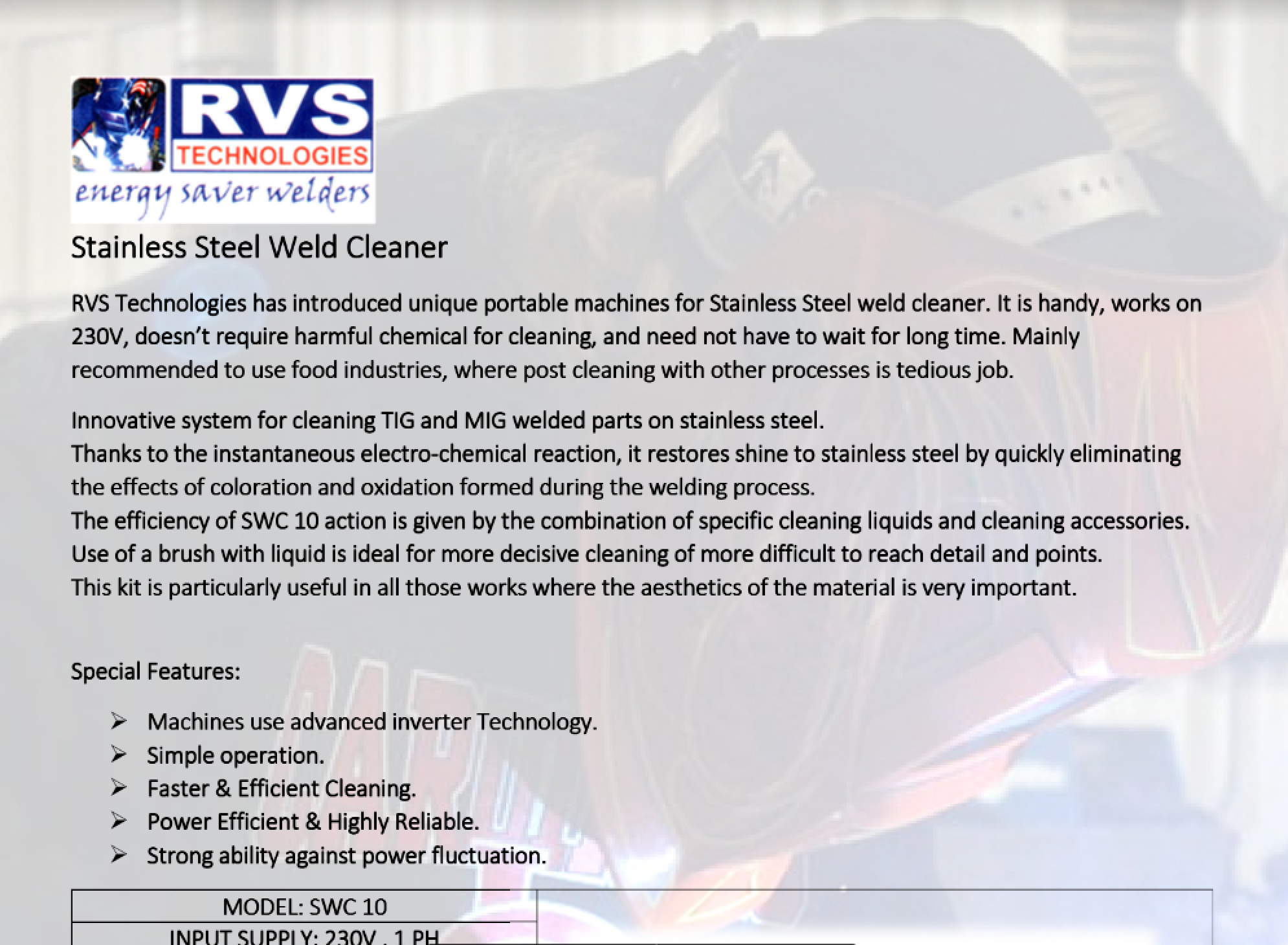 SS Weld Cleaner Leaflet